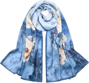 100% Mulberry Silk Scarf - 70'' X 21'' Long Satin Fashion Designer Scarf - Lightweight Wraps with Gift Packed