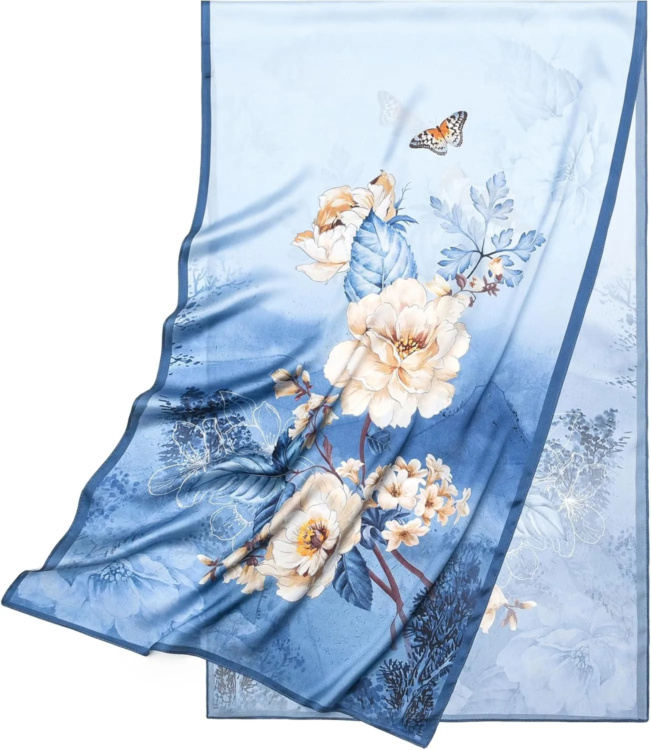 100% Mulberry Silk Scarf - 70'' X 21'' Long Satin Fashion Designer Scarf - Lightweight Wraps with Gift Packed