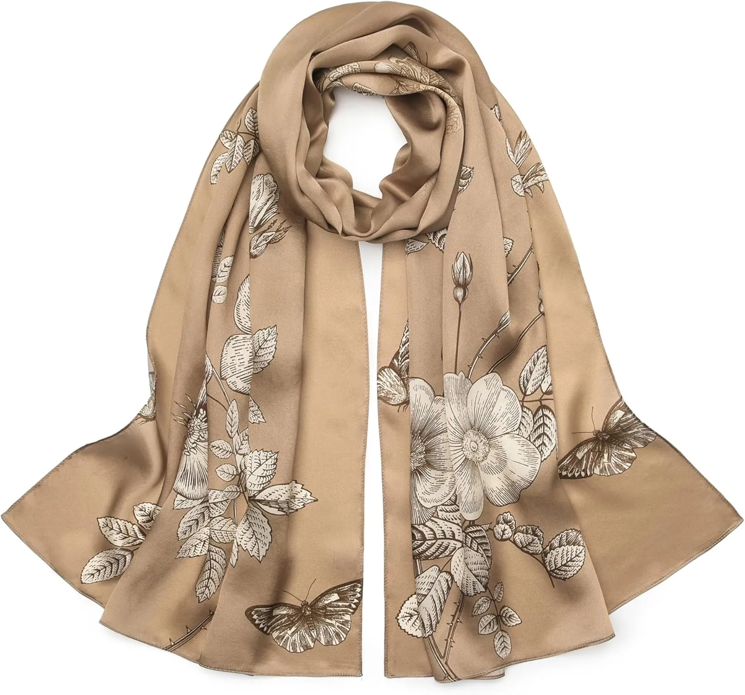 100% Mulberry Silk Scarf - 70'' X 21'' Long Satin Fashion Designer Scarf - Lightweight Wraps with Gift Packed