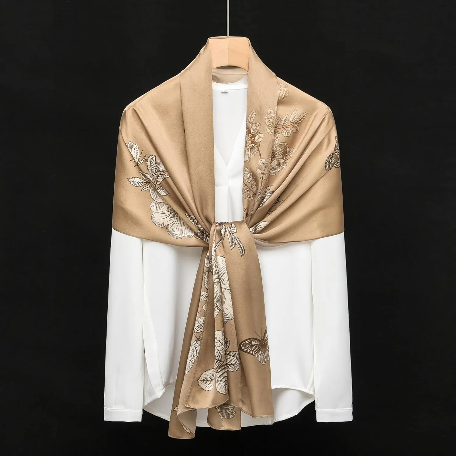 100% Mulberry Silk Scarf - 70'' X 21'' Long Satin Fashion Designer Scarf - Lightweight Wraps with Gift Packed
