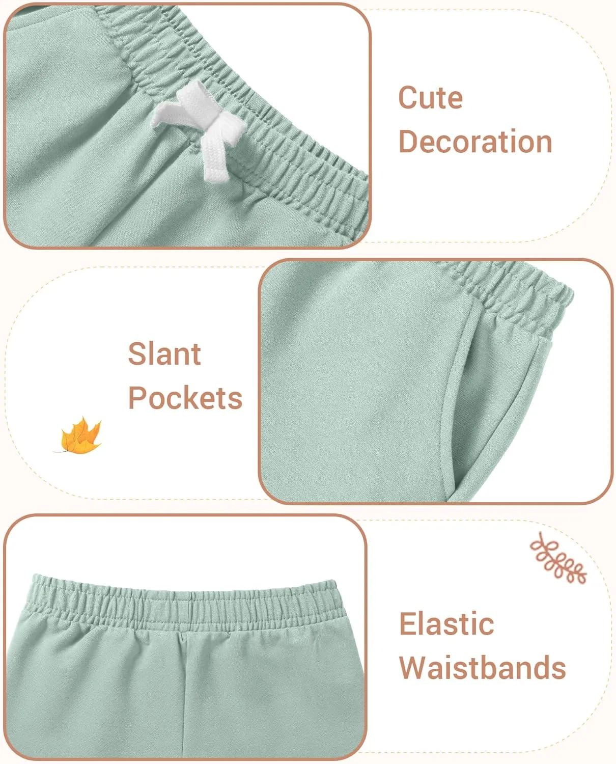 3 Pack Baby Boys Shorts Toddler Pull On Jogger Short Girls Cotton Pants with Pocket Size 18M-5T