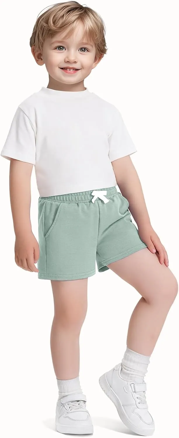 3 Pack Baby Boys Shorts Toddler Pull On Jogger Short Girls Cotton Pants with Pocket Size 18M-5T