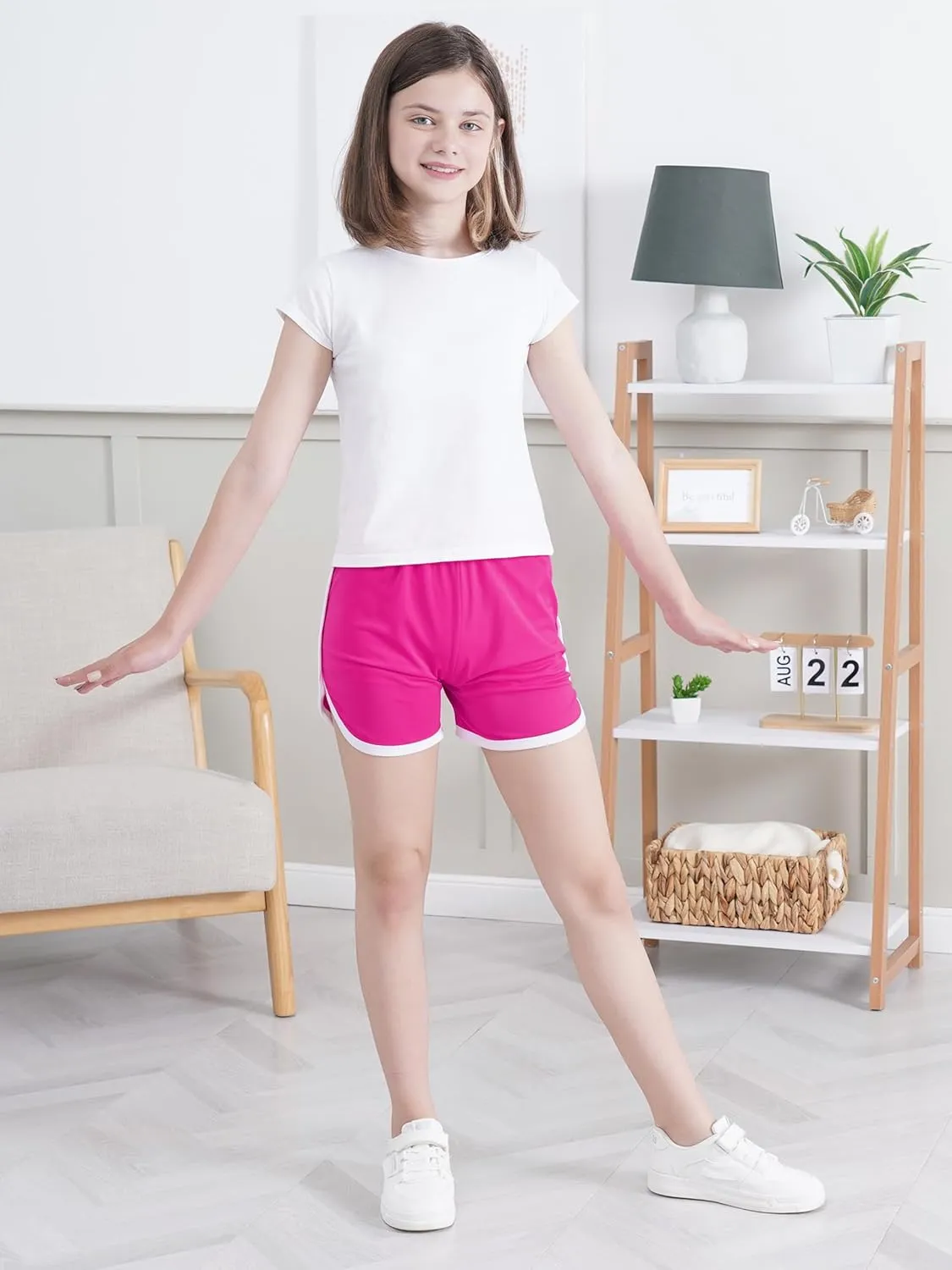 5 Packs Girls Soccer Shorts Toddler Athletic Running Dolphin Active Gym Workout Kids Quick Dry Shorts for Girls