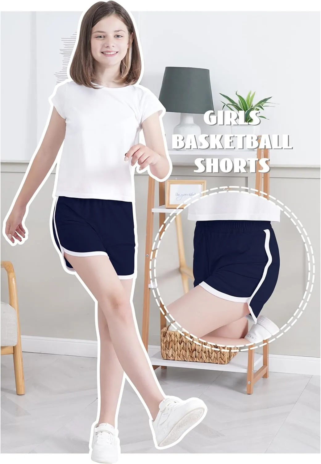 5 Packs Girls Soccer Shorts Toddler Athletic Running Dolphin Active Gym Workout Kids Quick Dry Shorts for Girls