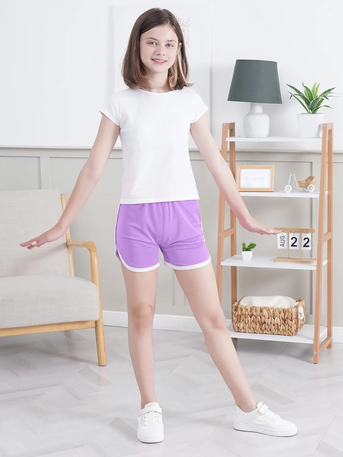 5 Packs Girls Soccer Shorts Toddler Athletic Running Dolphin Active Gym Workout Kids Quick Dry Shorts for Girls