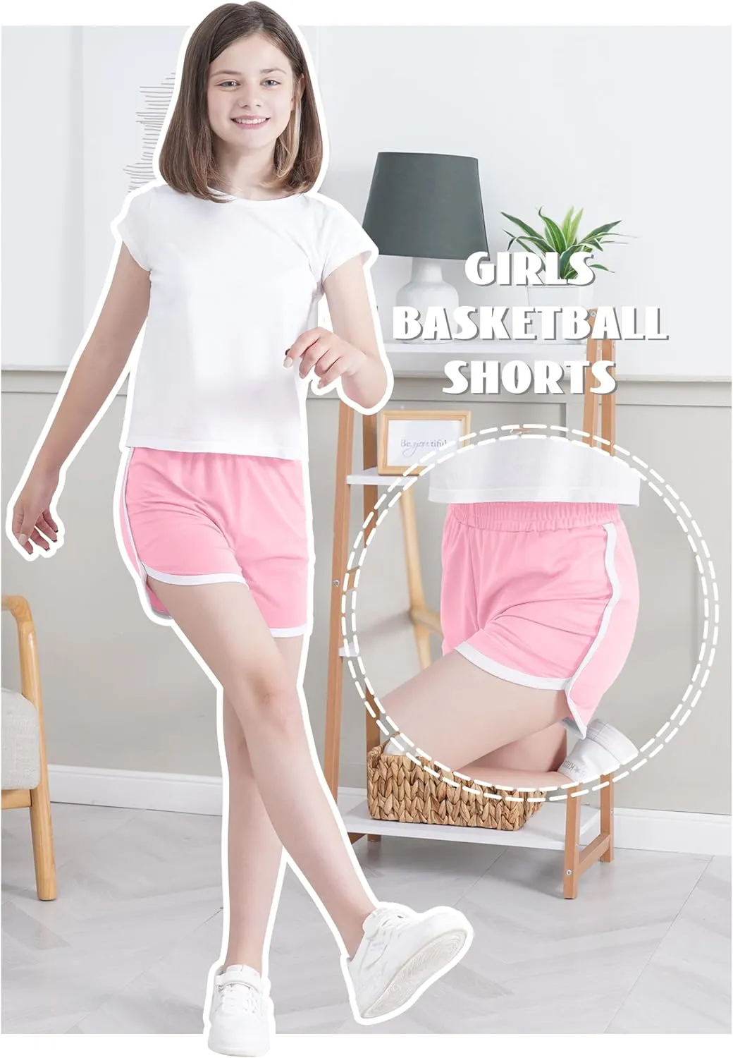 5 Packs Girls Soccer Shorts Toddler Athletic Running Dolphin Active Gym Workout Kids Quick Dry Shorts for Girls