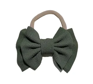 Baby Girl's 5 Inches Soft Double Bow-knot Nylon Headband Toddler Headdress for Photography Party Festivals (Army Green)