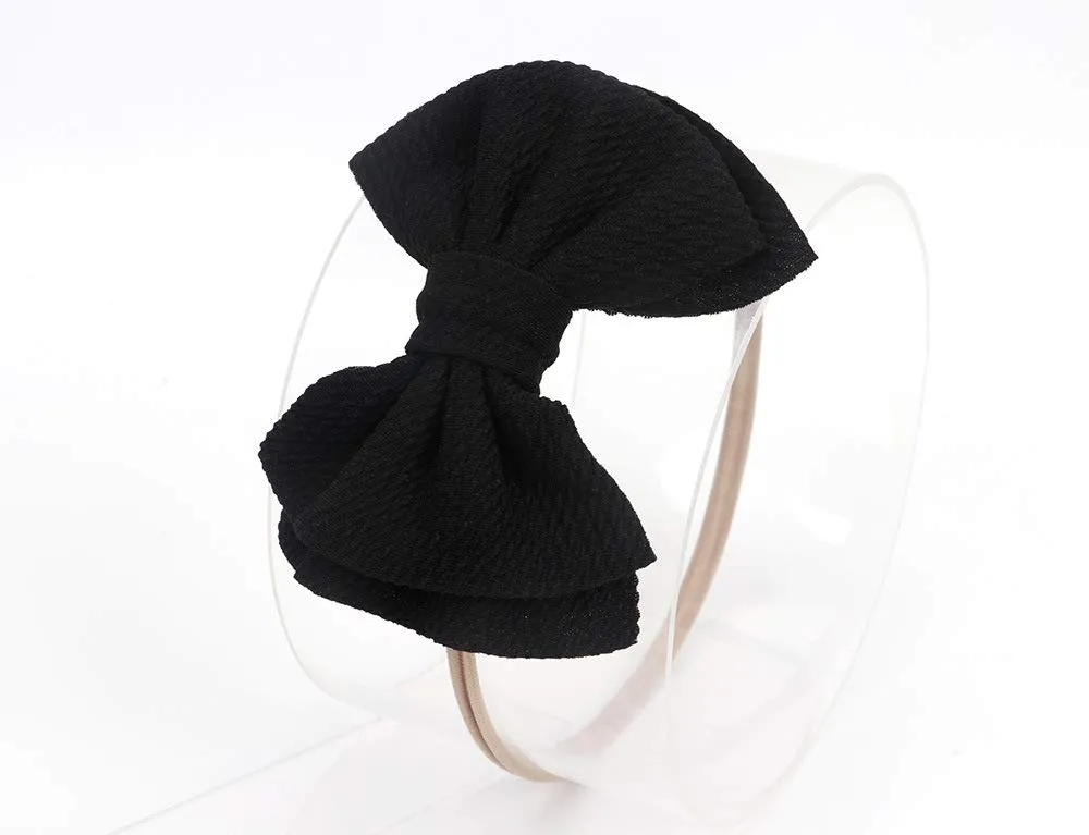 Baby Girl's 5 Inches Soft Double Bow-knot Nylon Headband Toddler Headdress for Photography Party Festivals (Black)