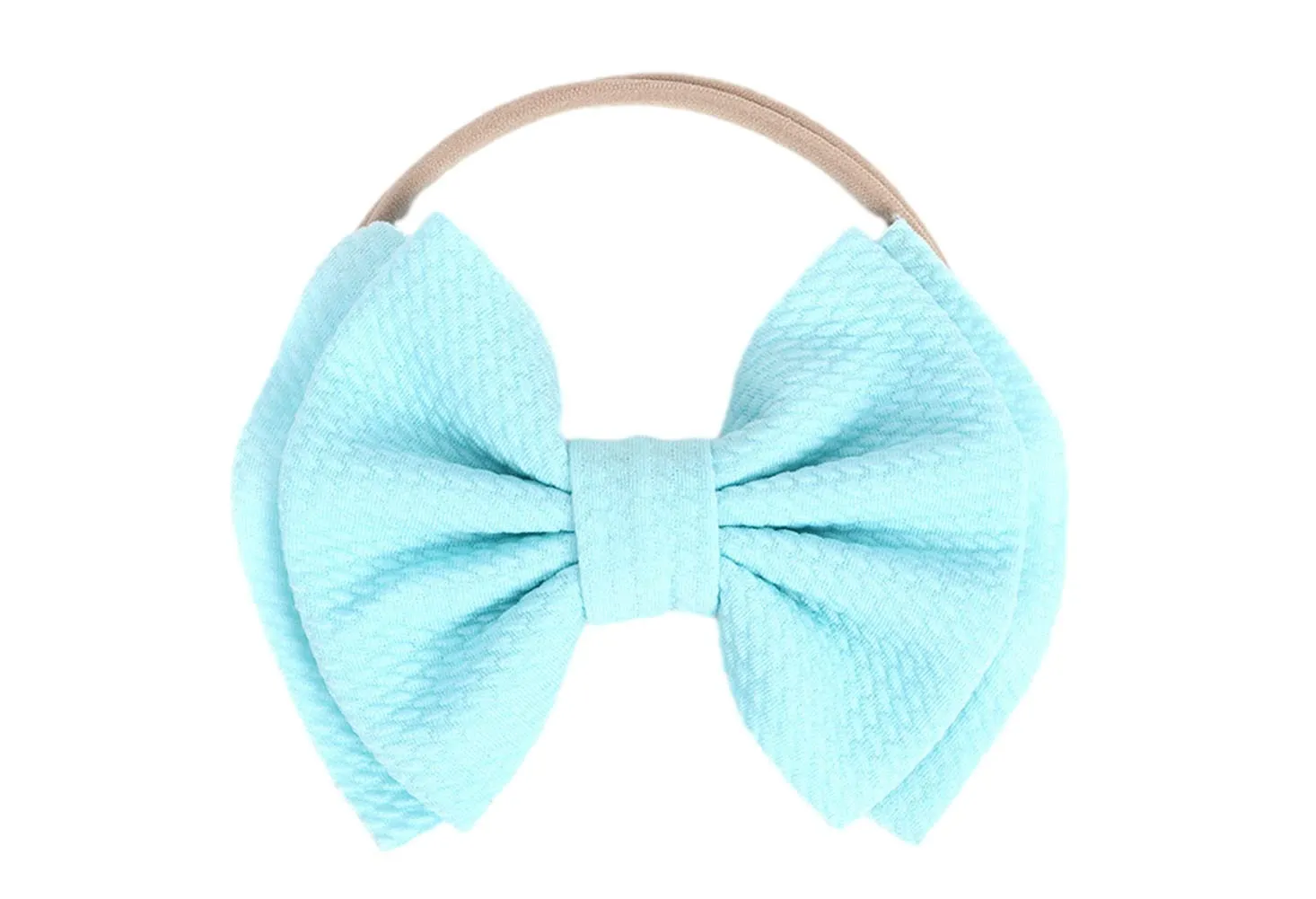 Baby Girl's 5 Inches Soft Double Bow-knot Nylon Headband Toddler Headdress for Photography Party Festivals (Blue)