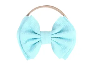Baby Girl's 5 Inches Soft Double Bow-knot Nylon Headband Toddler Headdress for Photography Party Festivals (Blue)