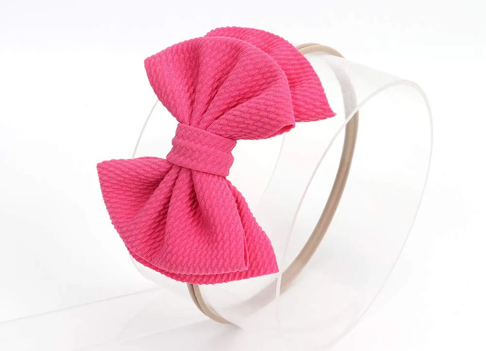 Baby Girl's 5 Inches Soft Double Bow-knot Nylon Headband Toddler Headdress for Photography Party Festivals (Fuchsia)
