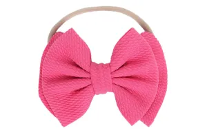 Baby Girl's 5 Inches Soft Double Bow-knot Nylon Headband Toddler Headdress for Photography Party Festivals (Fuchsia)