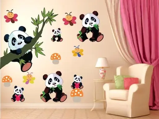 Best Stuff - Beautiful Blossom Panda Set Wall Sticker for Kids Room Home Decor (136 cm x 130 cm)- Code BD 19