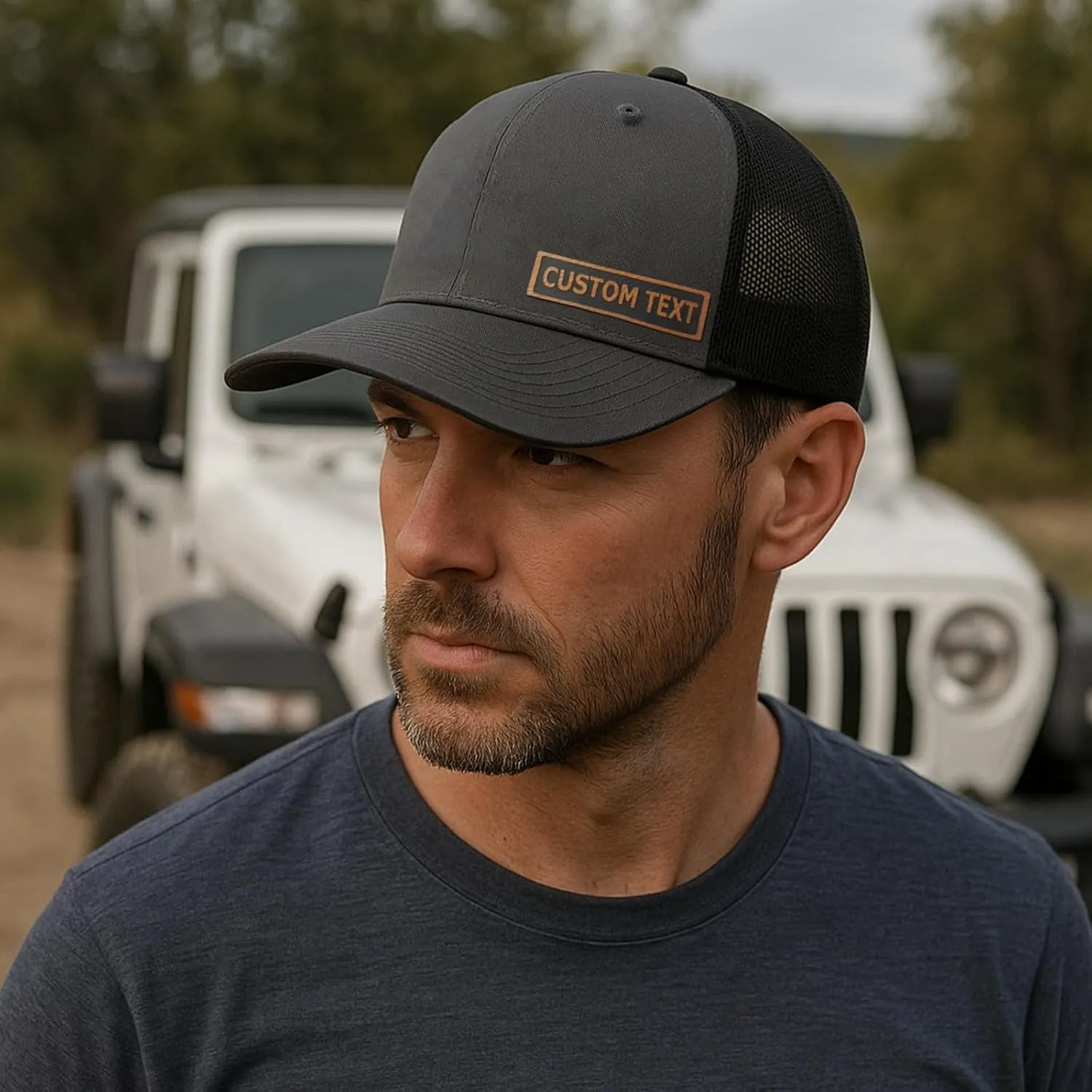 Custom Hats for Men Women Personalized Baseball Caps Leather Patch Trucker Hat for Adult Adjustable Custom Hats
