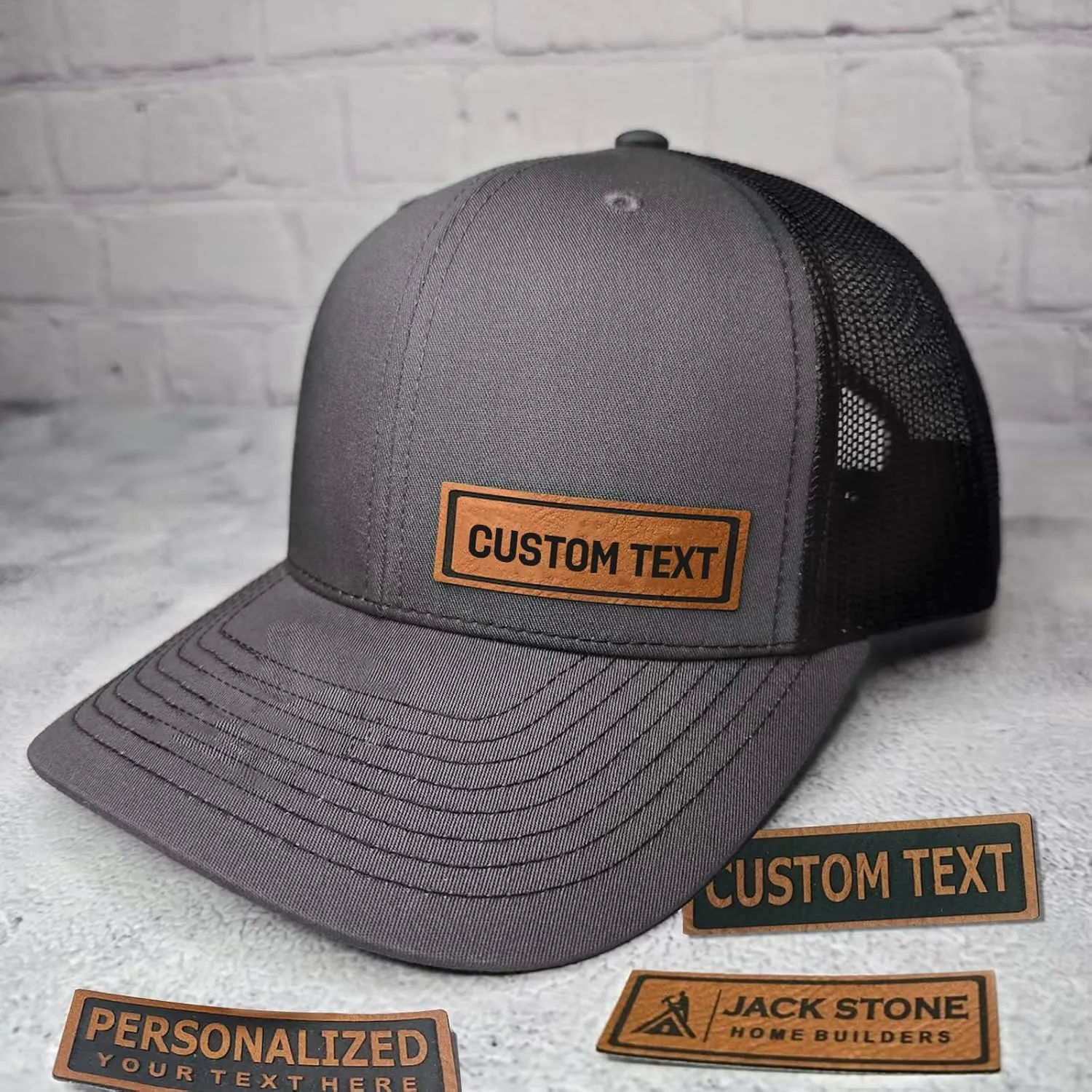 Custom Hats for Men Women Personalized Baseball Caps Leather Patch Trucker Hat for Adult Adjustable Custom Hats