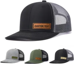 Custom Hats for Men Women Personalized Baseball Caps Leather Patch Trucker Hat for Adult Adjustable Custom Hats
