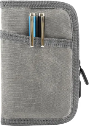 Field Notes Notebooks Cover,Journal Cover for 3.3 x 5.5 Field Notes Moleskine Cahier,Water Resistant Pocket Notebook Cover for Journal Notebook Planner with Zipper Pen Holder,Waxed Canvas (Grey, 3.3 x 5.5 inch)