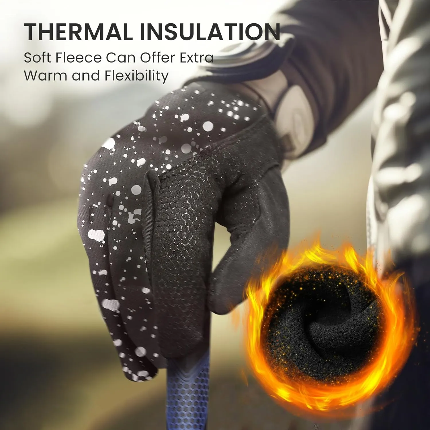 FINGER TEN Winter Golf Gloves Men for Cold Weather Upgraded Silicone Palm Windproof Warm Pair, Fleece Lined Stylish Lightweight Thermal Gloves