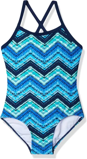Kanu Surf Girls' Layla Beach Sport Banded 1 Piece Swimsuit