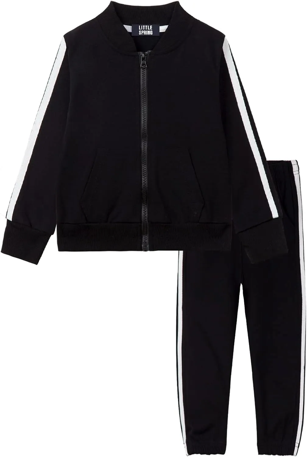 LittleSpring Little Boys Tracksuit Zip Up Athletic Hoodie and Jogger Pants 2-Piece Set