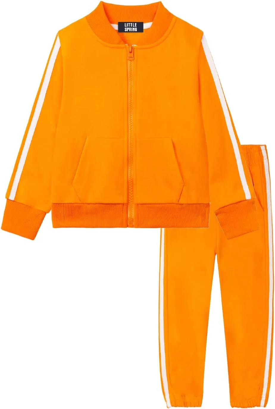 LittleSpring Little Boys Tracksuit Zip Up Athletic Hoodie and Jogger Pants 2-Piece Set