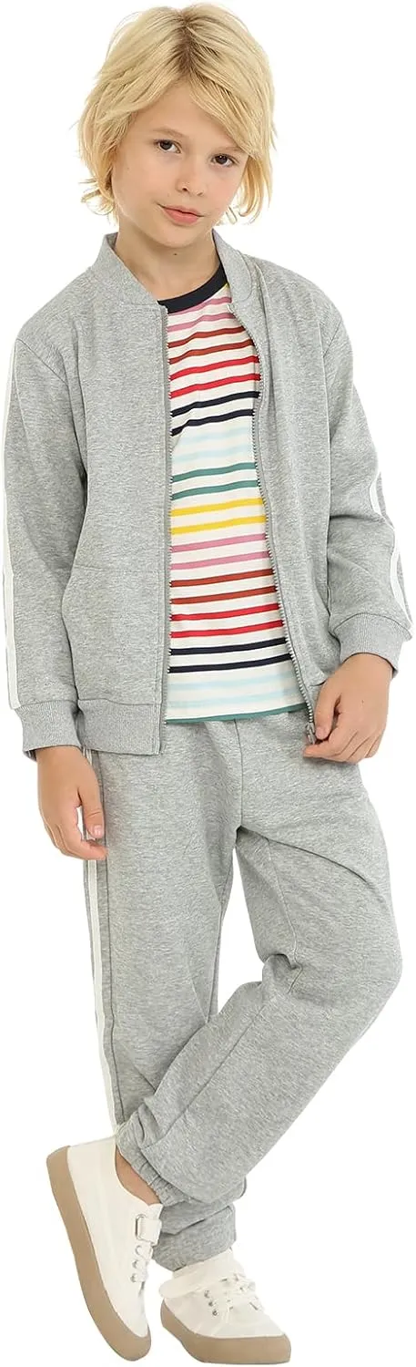 LittleSpring Little Boys Tracksuit Zip Up Athletic Hoodie and Jogger Pants 2-Piece Set