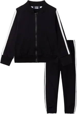 LittleSpring Little Boys Tracksuit Zip Up Athletic Hoodie and Jogger Pants 2-Piece Set