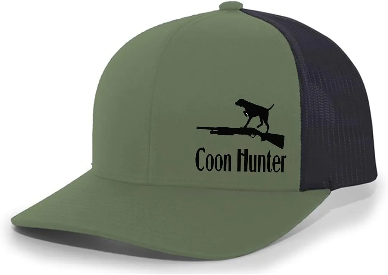 Men's Hunting Embroidered Coon Hunter Gun Dog Mesh Back Trucker Hat