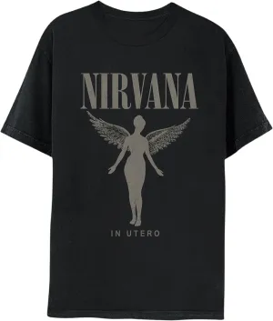 Nirvana in Utero Distressed Logo Adult Short Sleeve T Shirt 90s Grunge Music Vintage Style Graphic Tees