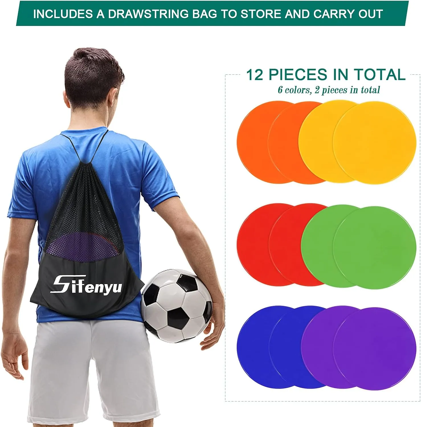 Poly Spot Markers Rubber Floor Dots 9 inch 8/16/24 Pcs Flat Cones Non-slip Agility Markers Poly Spots for Gym Soccer Basketball Sports Speed Agility Training, Classroom Activities, Exercise Drills