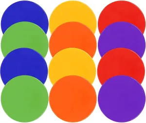 Poly Spot Markers Rubber Floor Dots 9 inch 8/16/24 Pcs Flat Cones Non-slip Agility Markers Poly Spots for Gym Soccer Basketball Sports Speed Agility Training, Classroom Activities, Exercise Drills
