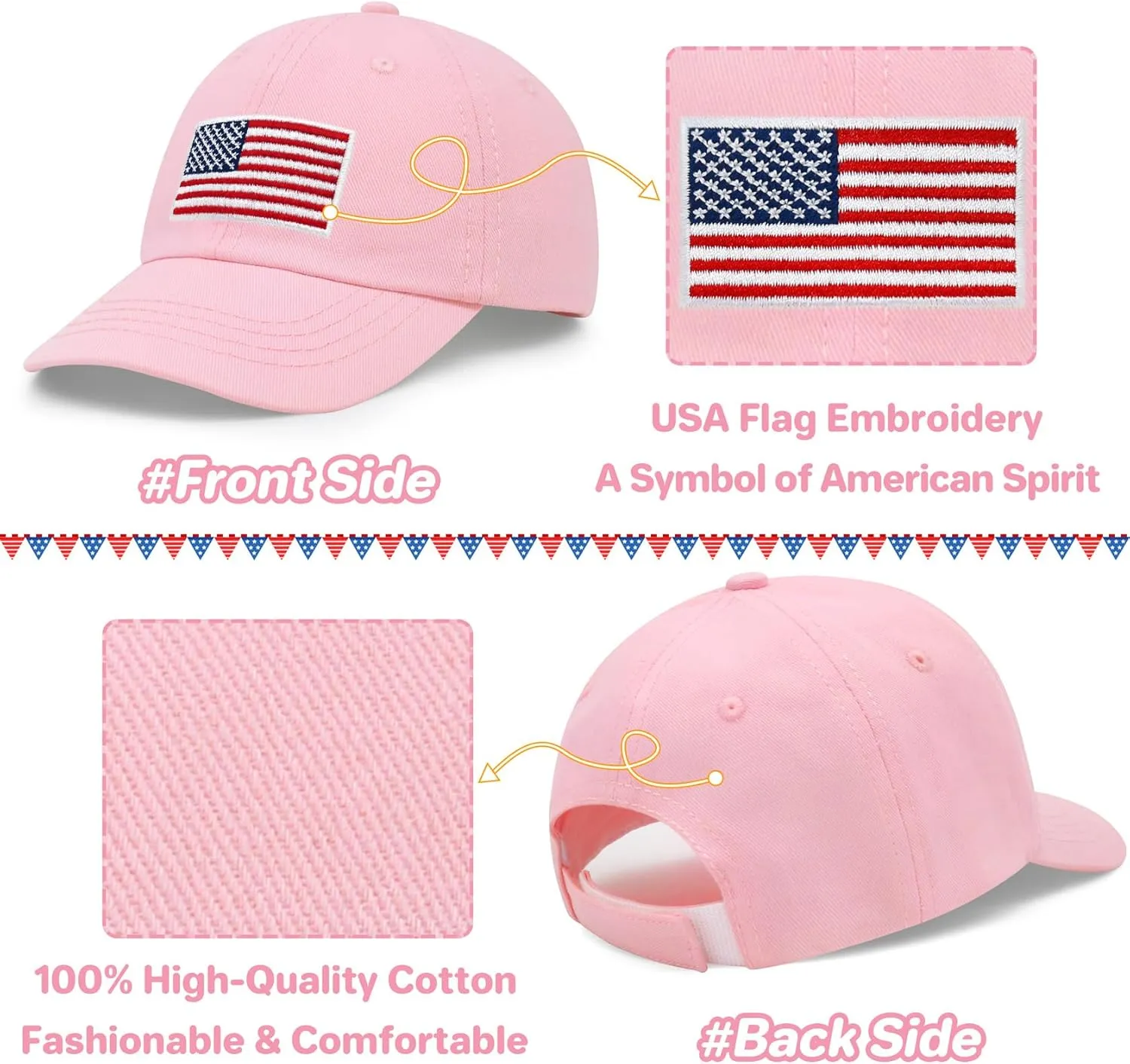 qikqik Toddler Baseball Hat Baby Baseball Cap Infant Hats Baby Ball Cap Kids 4th of July Hats Toddler American Flag Hat USA