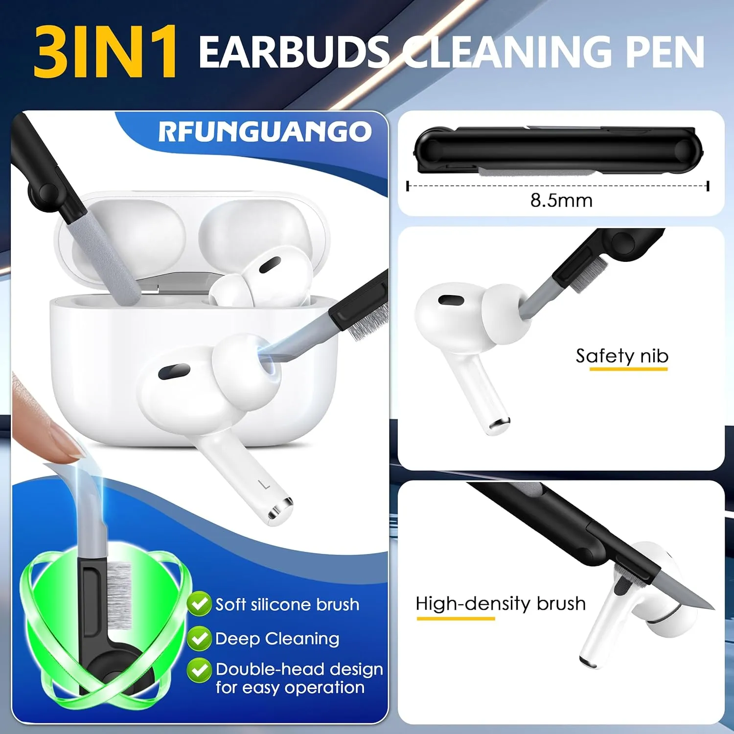 RFUNGUANGO for AirPods Pro 2nd/1st Generation Case Cover with Secure Lock Clip,Automatic Pop-up Case Full-Body Shockproof Hard Protective Cover for AirPods Pro 2 (2023/2022/2019) - Black