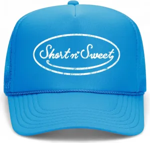 Short n' Sweet Trucker Hat | Trendy Vintage Cute Graphic Pop Girly Concert Tour | Premium Foam Snapback Hat for Men & Women