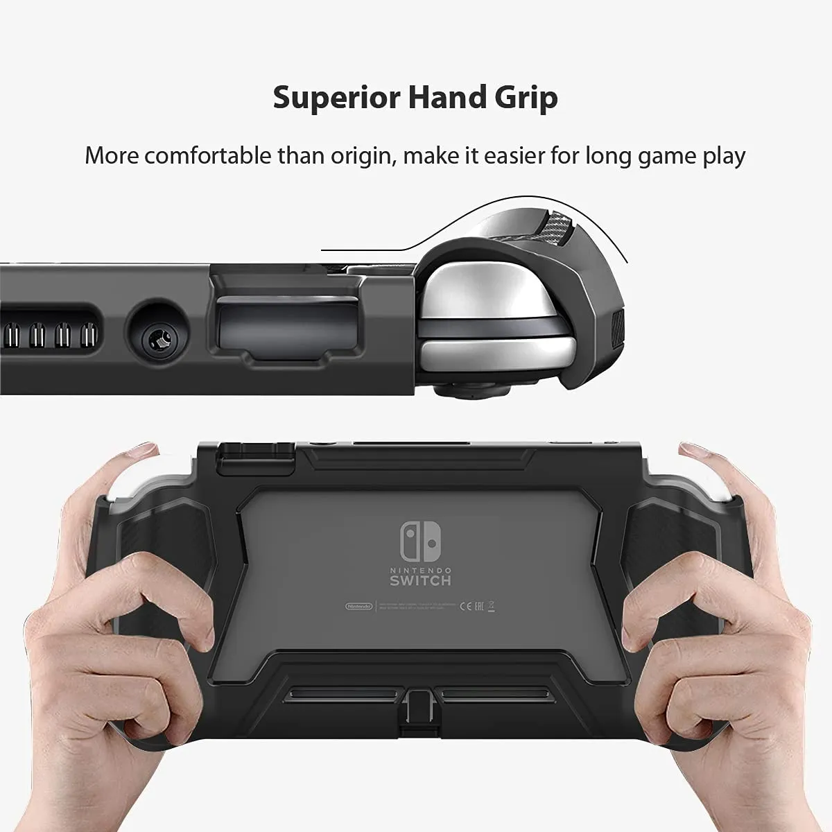 Switch Lite Case Protective Case for Nintendo Switch Lite, Compatible with Nintendo Lite Screen Protector Cover Hand Grip Cover with Detachable TPU Built-in PC Screen, Black