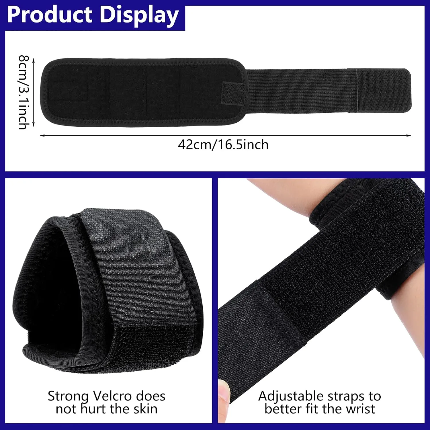 Threan 4 Pcs Wrist Brace for Lifting Carpal Tunnel Wrist Brace for Work Adjustable Hand Support Right and Left Hands Guard for Men Women(Black)